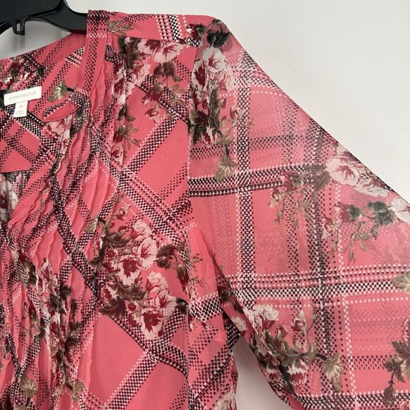 Charter Club Pink Ruffled Long Sleeve Blouse - Picture 3 of 10
